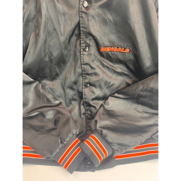 VTG Chalk Line Bomber Jacket Black Cincinnati Bengals Football-NFL Mens Large - Picture 7 of 16